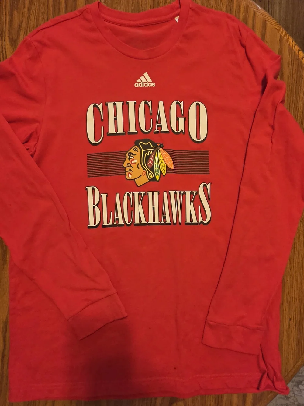 Mens adidas Chicago Blackhawks NHL Longsleeve Graphic Tee Size L